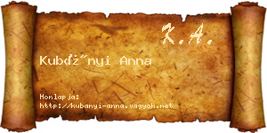 Kubányi Anna névjegykártya